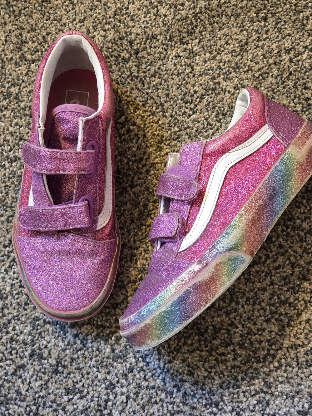 Vans Girls Glitter Velcro Shoes, Size 2.5
